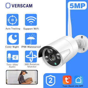 Overscam 5MP Smart Bullet CCTV | Outdoor WiFi Camera | Tuya Smart Life | 2-Way Audio | IP66 Waterproof | P2P Surveillance