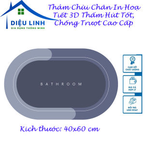 Thảm Lau Chân thảm siêu thấm thảm nhà tắm thảm phòng tắm In Hoạ Tiết 3D Thấm Hút Tốt Chống Trượt Cao Cấp tramanhship