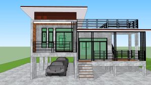 บ้านสไตล์โมเดิร์นลอฟท์ AP-28 2 คิงส์ 2 น้ำ พื้นที่ใช้สอย 130 ตร.ม. งบ 1.3 ล้าน สำหรับบ้านต่างอากาศ