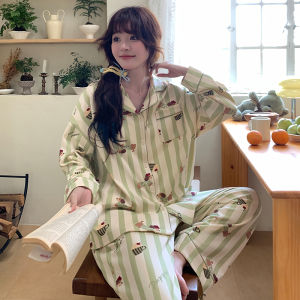 Miiow | Pure Cotton Long Sleeve Sleepwear Set For Women Cute Cartoon Home Clothes Spring Autumn New Arrival Youth Student Fashionable