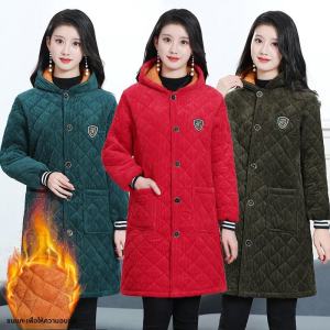 เสื้อแจ็คเก็ตผ้ากำมะหยี่หนาแบบยาวปานกลางสำหรับผู้หญิงในฤดูหนาว เสื้อคลุมกันหนาวแบบหนาและอบอุ่น ทรงหลวม ปกติ แขนยาว ปกติ