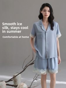 Miiow | Womens Ice Silk Sleepwear Summer New Arrival Soft Skin-Friendly Home Clothes Breathable Lightweight Polyester Fiber Shorts