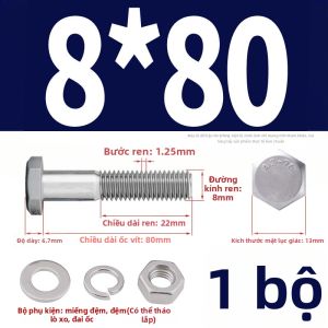 BAIRUITE | Bộ Đai Ốc Lục Giác Inox 304 M6-M12