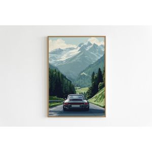 Luxury Sports Car Racing Wall Art Set Vintage Monaco Mountain Road Canvas Poster Prints Garage Man Cave Home Decor & Gifts