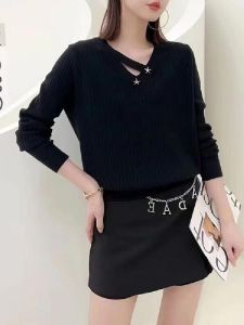 Fashionable V-Neck Knitwear Loose Womens Base Layer Outerwear Sweater Autumn Winter New Style Korean Version Stylish All-Match