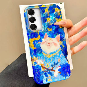 Lucky White Cat Vortex Texture Women Phone Case For Samsung Galaxy A16 A26 A36 A56 A25 A35 A55 A14 A34 A54 A15 A13 A32 A12 Cover