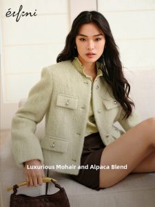 Eifini | Áo Khoác Thu Cao Cấp Tròn Cổ Pha Alpaca