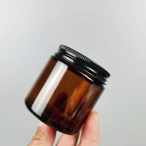 Brown Candle Cup Glass Jar Aluminum Lid Sealed Storage Container for Coffee Beans Jam Kitchen Storage Utensils Large Capacity