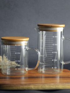 Lead-Free Glass Measuring Cup Household Heat-Resistance Glass with Handle Strap Scale Microwaveable Pour-over Coffee Coffeepot