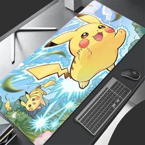 Bandai | Mouse Pad XL Lockedge Large Gaming Accessories Computer Gamer Keyboard Pad Pokemon Pikachu Mouse Mat Desk XXL Mousepad for Gift