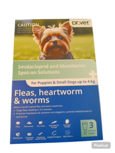 DR.VET Imidacloprid and Moxidectin Spot-on Solutions For puppies & Small Dogs up to 4kg 0.4ml