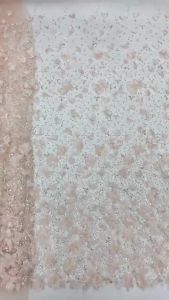 Flower Embroidery African Handmade Beaded Lace Fabric 2026 Groom Nigerian French Sequins Net Lace Fabrics for Evening Dresses
