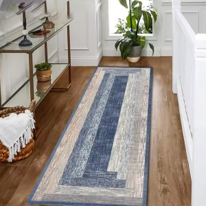 Modern minimalist rectangular blue patterned gold diamond long carpet can be used home decoration kitchen mats and living rooms