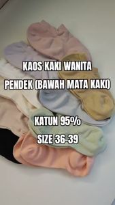 Kaos Kaki Wanita Pendek Katun Lembut: Ankle Socks Warna Polos Pastel
