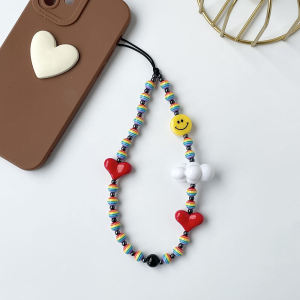 Clove Short Cute Smiling Face Mobile Phone Chain Key Ring Lanyard Cloud Shape Phone Case CCD Pendant Fashion Accessory