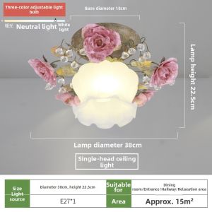 MEIYUAN | Korean Style Rose Iron & Crystal Floral Ceiling Light