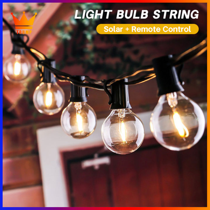 Solar/Plug String Lights 5M/10M G40 Bulb Light string patio indoor ...