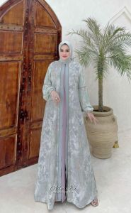 gamis modern set hijab+gamis motif cantik simple adm33 edisi Ainun dress gamis terbaru Amore by ruby
