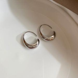 ANENJERY Silver Color Geometric C-shaped Earrings for Women French Trendy Gold Plated Earrings Jewelry Wedding Gifts S-E1370