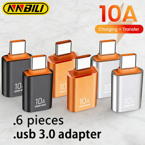 NNBILI 6pcs 10A USB Type C To USB A Data Adapter USB3.0 to Type C OTG Converter Connector For Macbook iPad Huawei Xiaomi Samsung