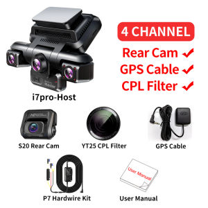 TiESFONG 4CH GPS Dash Cam i7pro Front 4K/2K+3*1080P for Car 360 DVR Camera 24H Parking Mode WiFi Video Recorder IR Night Vision