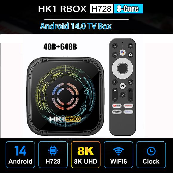 Zdssy HK1 rbox h8x Android 14 TV Box 4GB 64GB Allwinner h728 Octa lõi ...