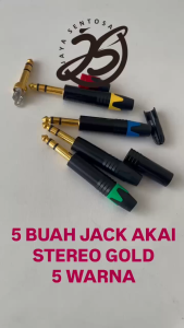 5 BUAH JACK AKAI STEREO GOLD PLATE 5 WARNA STEREO JACK MALE AKAI GOLD BODY METAL ups stabiizer AUDIO KAPASISTOR