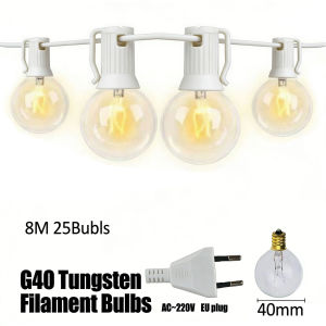 Vintage G40 Clear Bulb String Lights 8M Length 25 Bubls Sockets for Outdoor Garden Party Garland Wedding String Lights