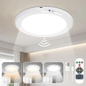 Motion Sensor LED Ceiling Light With Remote Control USB Charging Magnetic Installation Round for Stair Bedroom Closet Night Lamp