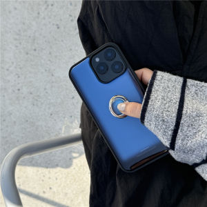 Original Deep Blue Secret Gradient Drip Glue Mobile Phone Case Stand for 16Pro 17Promax Simple Cute Ins Style Protective Shell