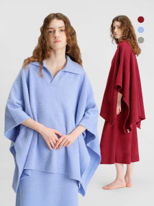Áo Poncho Lông Giả Bông Xốp Cổ Bẻ Ấm Áp Phong Cách Thông Thường