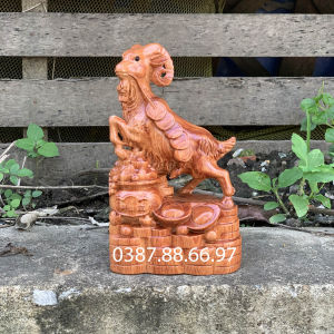 Tượng con dê tài lộc linh vật tuổi mùi cao 20cm mẫu mới chất liệu gỗ hương