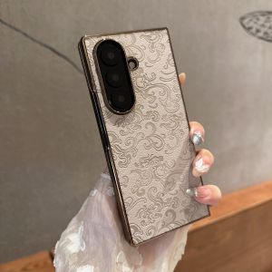 Luxury Plating Dragon Pattern Leather Case for Samsung Galaxy Z Fold 8 Ultra 7 6 5 4 3 Shockproof Glass Screen Protect PU Cover