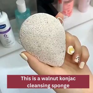 Walnut Konjac Cleansing Sponge | Double Sided Walnut Konjac Cleansing Facial Sponge | Exfoliation Sponge