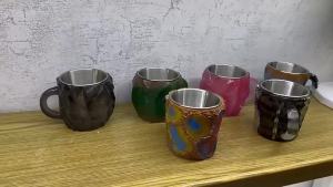 Natural Resin Mineral Crystal Coffee Cup Colorful Large Capacity Tea Cup Agate Crystal Cup Office Household Water Cup Gift