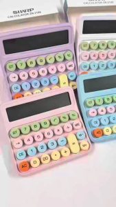 เครื่องคิดเลขแบบพกพา จอใหญ่ ปุ่มใหญ่ พลาสติกแข็งแรง สีพาสเทล 12 หลัก ใช้งานง่าย