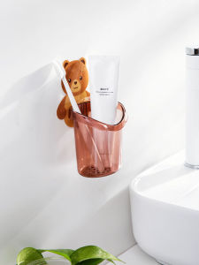 Cốc hình gấu Cốc dán tường đựng bàn chải kem đánh răng và vật dụng trong nhà tắm