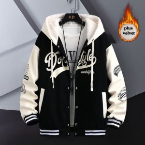 JAKET VARSITY HOODIE OVER SIZE S-6XL BAHAN FLEECE HALUS KOREAN SETELL