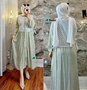 MIDI DRESS KATUN ZARA MIX BRUKAT DAN RAYON PREMIUM