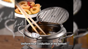 4.2 L Deep Fryer Pot Janpanese Style Tempura Frying Pot  with Lid 304 Stainless Steel with Temperature Control and Oil Drip Drainer Rack