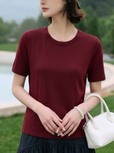 Basic House | Attractive Elegant Red Round Neck Straight Shoulder Short Sleeve T-Shirt