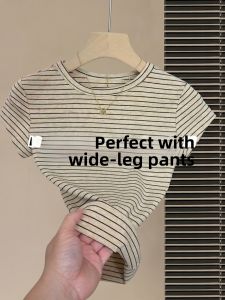 V.C.I | Fashion Striped Slim Fitting Round Collar Top