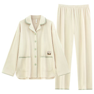 yuenei | Couples Thickened Coral Fleece Pajamas Autumn Winter Island Velvet Long Sleeve Home Clothes Comfortable Breathable Casual Wear