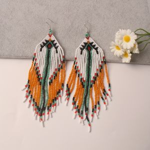 Bohemia Earrings For Women Colorful Rice Beads Crystal Mixed Earrings Retro Handmade Drop Earrings Girls Gift Vocation Jewelry