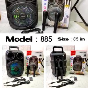SPEAKER BLUETOOTH PORTABLE SQRS-885 Bonus 2 Mic Karaoke Wireless Speker Blutot 2 Mix Karoke SQ885