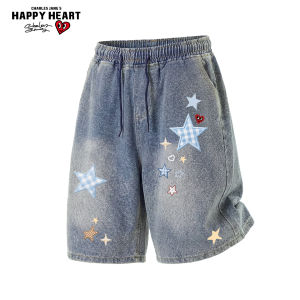 CHARLES JANGS HAPPY HEART | American Star Washed Denim Shorts