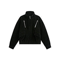 American Melard Style Stand Collar Faux Suede Jacket Thick Warm Loose
