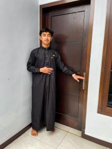 Gamis jubah pria dewasa jubah mewah jubah embos tangan mangset ukuran S M L XL XXl
