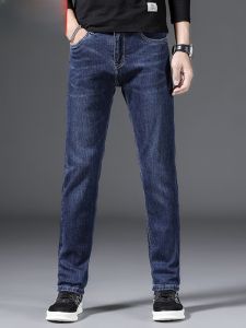 HENGYUANXIANG | Loose Straight Leg Mens Jeans Elastic Large Size Mid Youths Fashion City Autumn New Arrival Wear Resistant Cotton Denim Pants