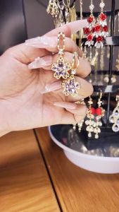 Bông tai hoa đá tím dã ngoại đi đám cưới - bông tai dài dự tiệc DG920 bông tai vàng kiểu hoa tai nữ sang chảnh bông tai nữ dài hoa tai tua rua dài bong tai nữ kiểu vàng 18k bông tai đi tiệc sang chảnh BSTKL - [NaLa Shop]